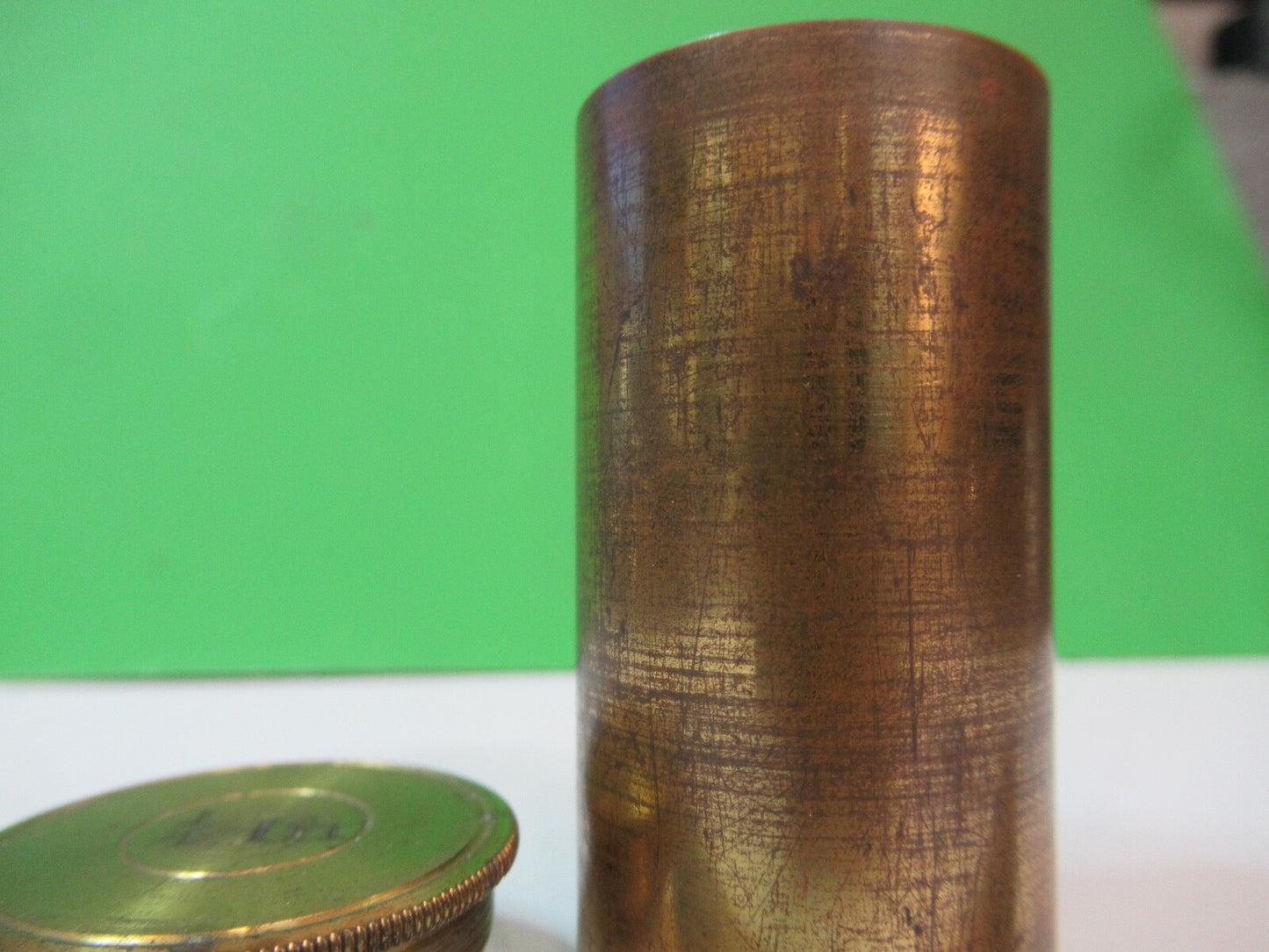 ANTIQUE BRASS OBJECTIVE UK LONDON MICROSCOPE PART AS PIC A5-B-03