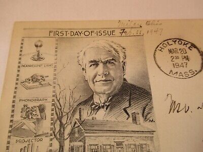 THOMAS ALVA EDISON 1947 ISSUE POSTAL STAMP ENVELOPE AS PICTURED &2-DT