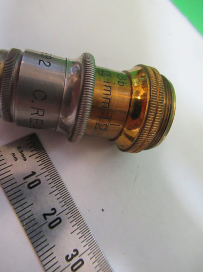 ANTIQUE BRASS REICHERT AUSTRIA OBJECTIVE MICROSCOPE PART AS PICTURED T6-A-39