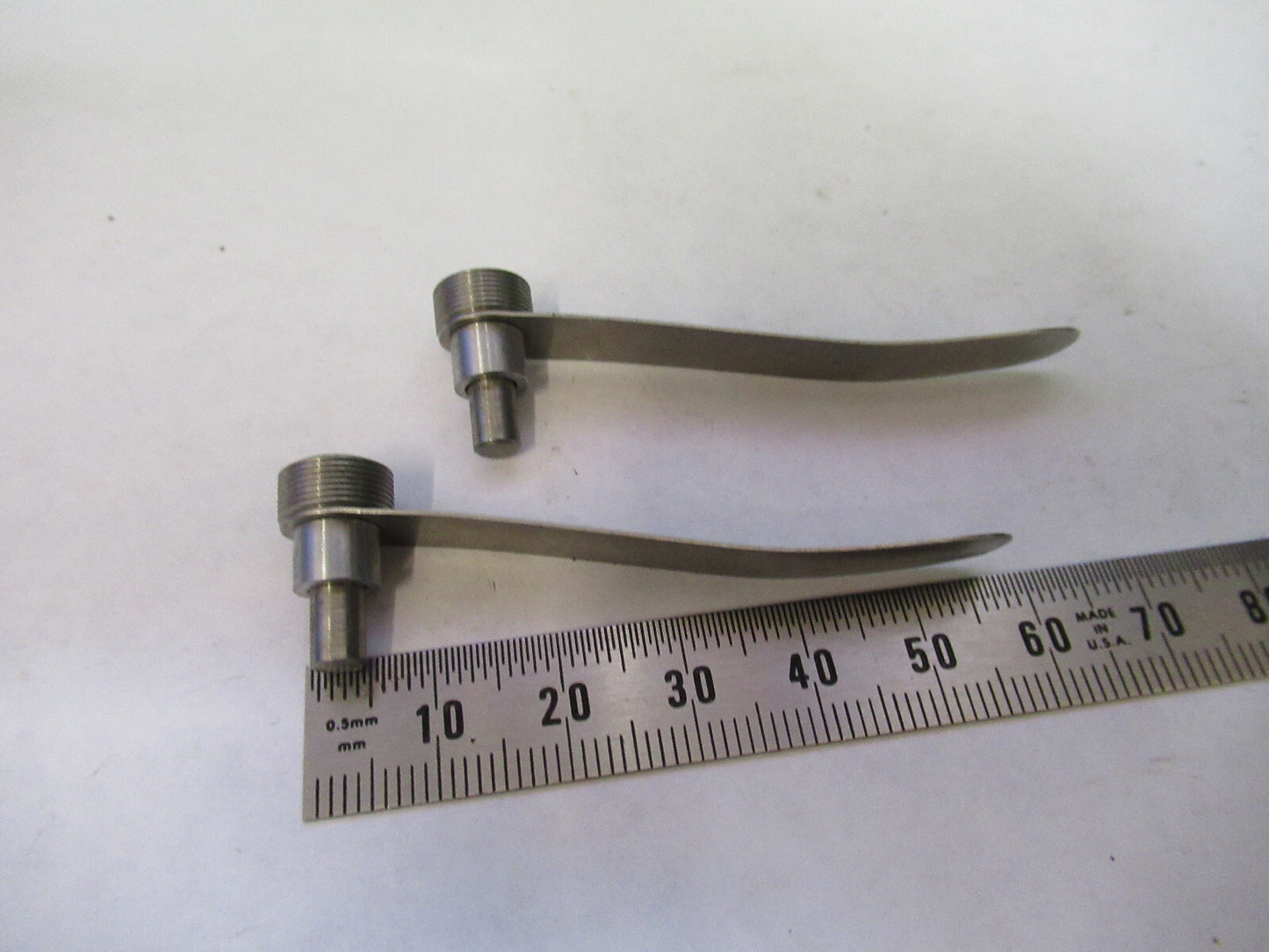 ANTIQUE BAUSCH LOMB PAIR CLIPS STAGE MICROSCOPE PART AS PICTURED X2-A-20