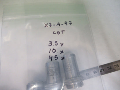 Ernst Leitz Wezlar Lot Objectives 3.5X 10X 45X Microscope Part