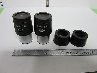 MICROSCOPE PART PAIR EYEPIECES TIYODA TOKIO HI-EYE 10 Bi AS IS OPTICS BIN#R5-17