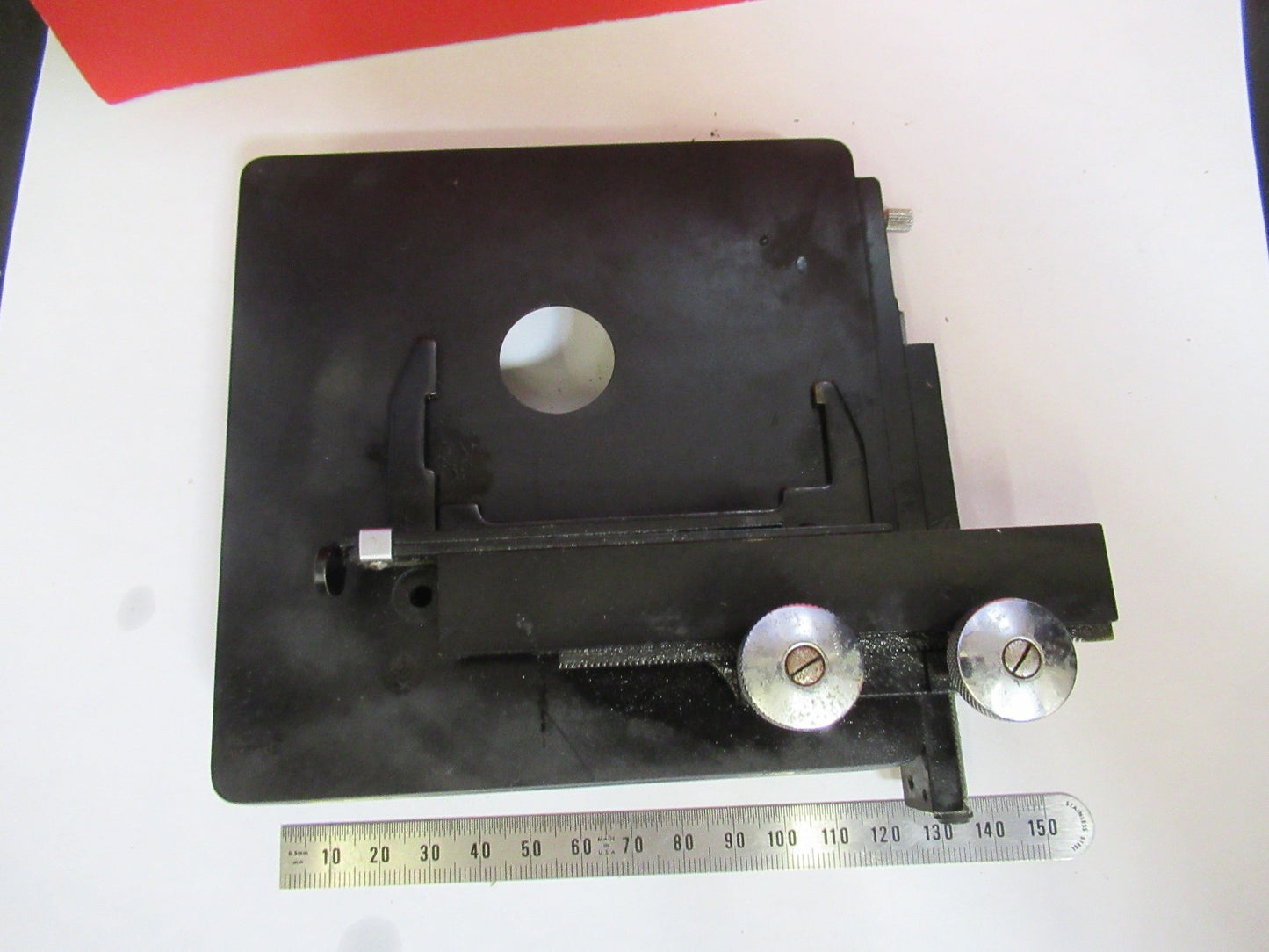 ANTIQUE SPENCER XY STAGE TABLE AMERICAN OPTICS MICROSCOPE PART AS PIC V7-A-41