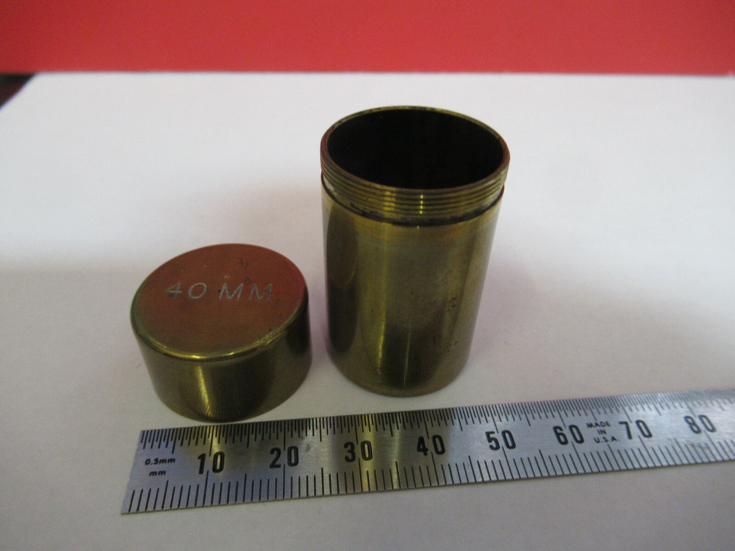 EMPTY BRASS CONTAINER for MICROSCOPE OBJECTIVE PART AS PICTURED #B7-A-73
