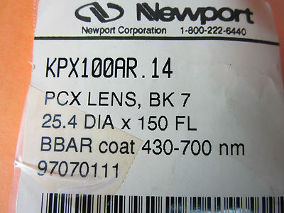 Optical Newport BK7 PlanO Convex Lens 1" Diameter Fl 150 mm Laser Optics
