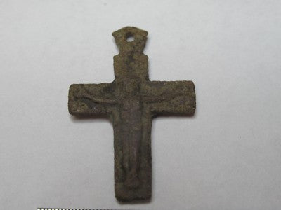 Antique Religious Brass Bronze Cross Very Old from Europe