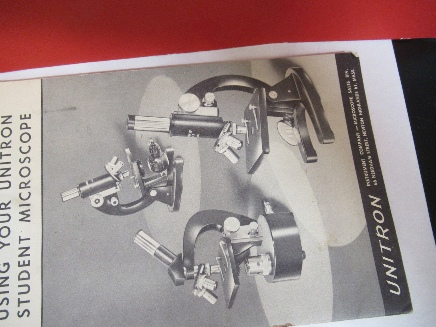 ANTIQUE UNITRON BOOKLET INSTRUCTIONS 1962 MICROSCOPE PART AS PICTURED  V7-A-14