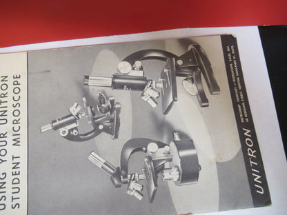 ANTIQUE UNITRON BOOKLET INSTRUCTIONS 1962 MICROSCOPE PART AS PICTURED  V7-A-14