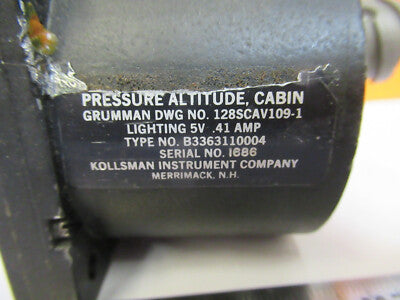 Indicator Pressure Altitude Grumman Kollsman Aircraft Instrument as pic
