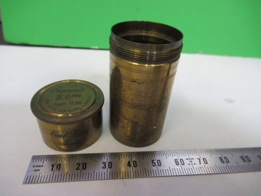 ANTIQUE BRASS EMPTY CARL ZEISS Jena OBJECTIVE CANISTER MICROSCOPE PART W3-C-27