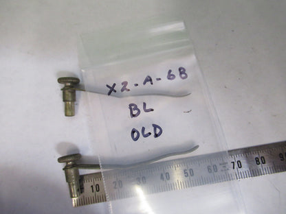ANTIQUE BAUSCH LOMB PAIR CLIPS STAGE MICROSCOPE PART AS PICTURED X2-A-68