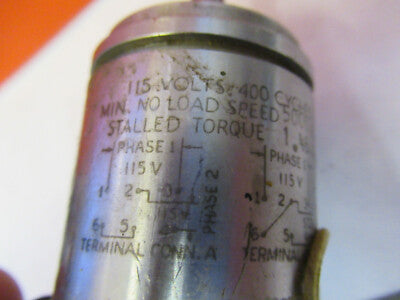 SERVO MOTOR SYNCHRO 115V 400Hz AIRCRAFT PART OSTER 15-5153-10 AS PIC &8z-a-37