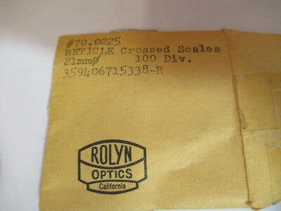 OPTICAL ROLYN RETICLE CROSSED SCALES WEIRD OPTICS AS PICTURED #B1-A-21