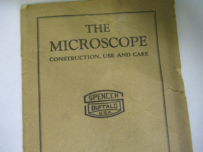 Spencer Lens Co. Manual 1926 Very Fragile Microscope Part