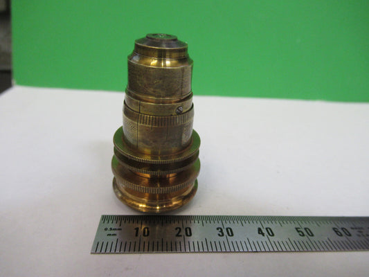 Antique Brass Grunow Rare Objective Lens Microscope Part
