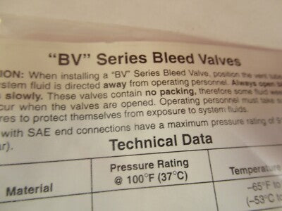 Swagelok Whitey SS318 Bleed Valve ??? Purge