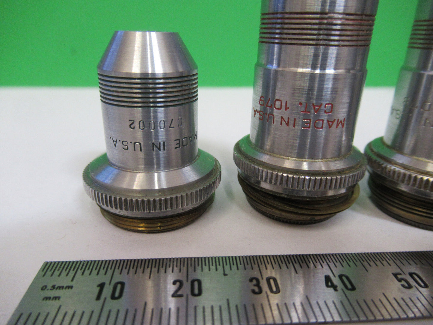 LOT 3 ea OBJECTIVES SPENCER AO MICROSCOPE PART AS PICTURED &R4-A-51