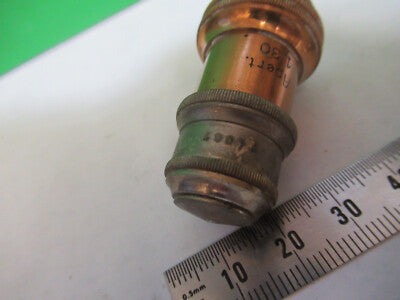 ANTIQUE ERNST LEITZ BRASS OBJECTIVE OPTICS MICROSCOPE PART AS PICTURED &Q9-A-33