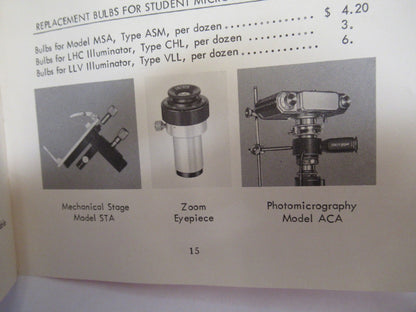 ANTIQUE UNITRON BOOKLET INSTRUCTIONS 1962 MICROSCOPE PART AS PICTURED  V7-A-14