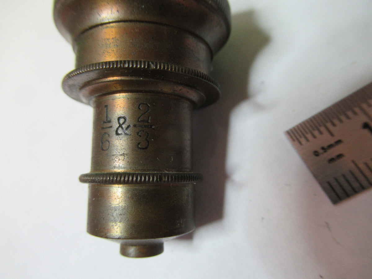 ANTIQUE BRASS BAUSCH LOMB 1/6 2/3 OBJECTIVE MICROSCOPE PART AS PICTURED &5-B-05