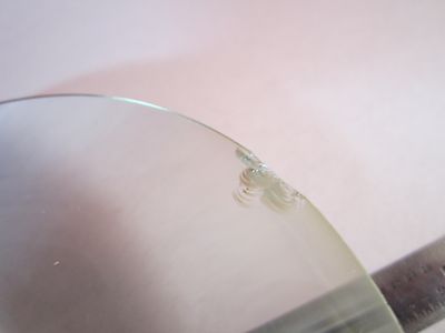 OPTICAL LARGE PLANO CONVEX LENS YELLOW TINT chipped edge LASER OPTICS BIN#D8-02