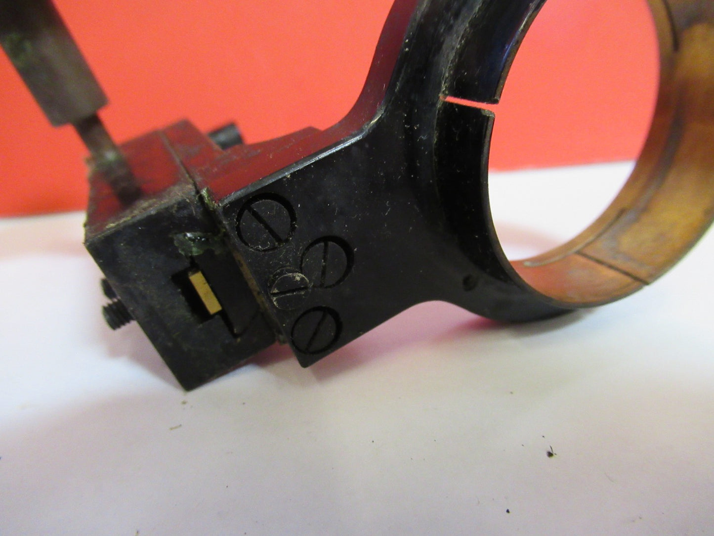 ANTIQUE LEITZ GERMANY CONDENSER BRASS ASSEMBLY MICROSCOPE PART AS PIC V7-A-23