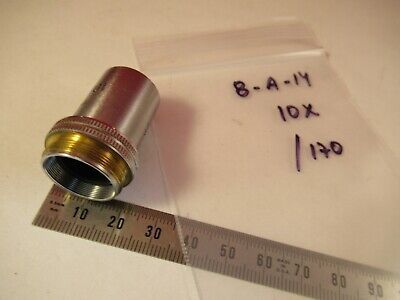 LEITZ GERMANY MICROSCOPE PART OBJECTIVE LENS 10X /170 OPTICS AS PICTURED 8-A-14