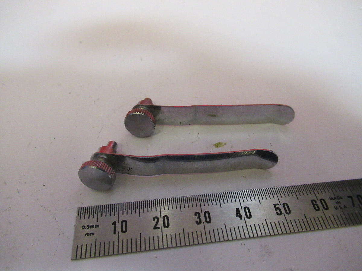 NIKON JAPAN PAIR STAGE CLIPS SPECIMEN MICROSCOPE PART AS PICTURED Y4-A-71