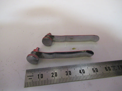 NIKON JAPAN PAIR STAGE CLIPS SPECIMEN MICROSCOPE PART AS PICTURED Y4-A-71