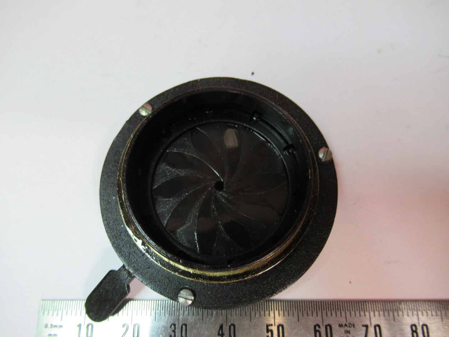 BAUSCH LOMB ANTIQUE DIAPHRAGM IRIS BRASS MICROSCOPE PART AS PICTURED  S3-B-91