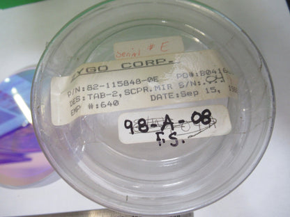 OPTICAL FLAT HOLED COATED FUSED SILICA PRO ZYGO LASER OPTICS AS PICTURED 98-A-08