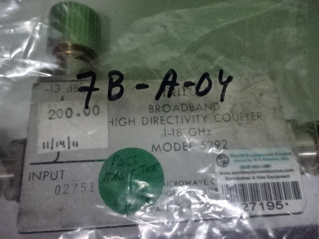 Narda Broadband Directional Coupler 18 GHz Frequency RF Microwave