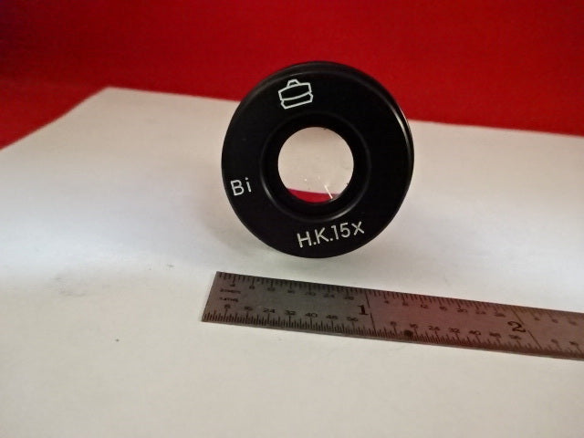 MICROSCOPE PART EYEPIECE OCULAR UNKNOWN MAKER H.K. 15X OPTICS AS IS #M2-B-67