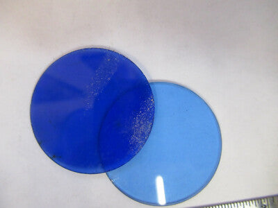 BAUSCH LOMB PAIR BLUE GLASS FILTER MICROSCOPE PART OPTICS AS PICTURED &13-FT-37