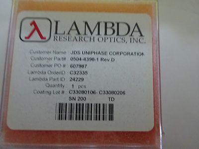 OPTICAL COATED LENS LAMBDA RESEARCH JDS UNIPHASE LASER OPTICS AS IS BIN#K1-91