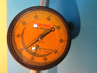 DIAL INDICATOR METROLOGY INSPECTION STARRETT USA 50 mm .01 mm BIN#A6
