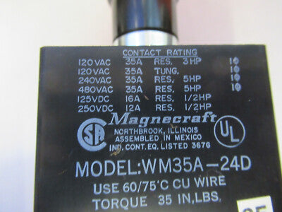 MAGNECRAFT WM35A-24D HOCHLEISTUNGSRELAIS ELEKTRISCH WIE ABGEBILDET #B6-FT-99