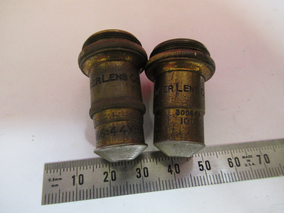 LOT 2ea OBJECTIVE SPENCER AO BRASS VINTAGE MICROSCOPE PART AS PICTURED S3-B-17