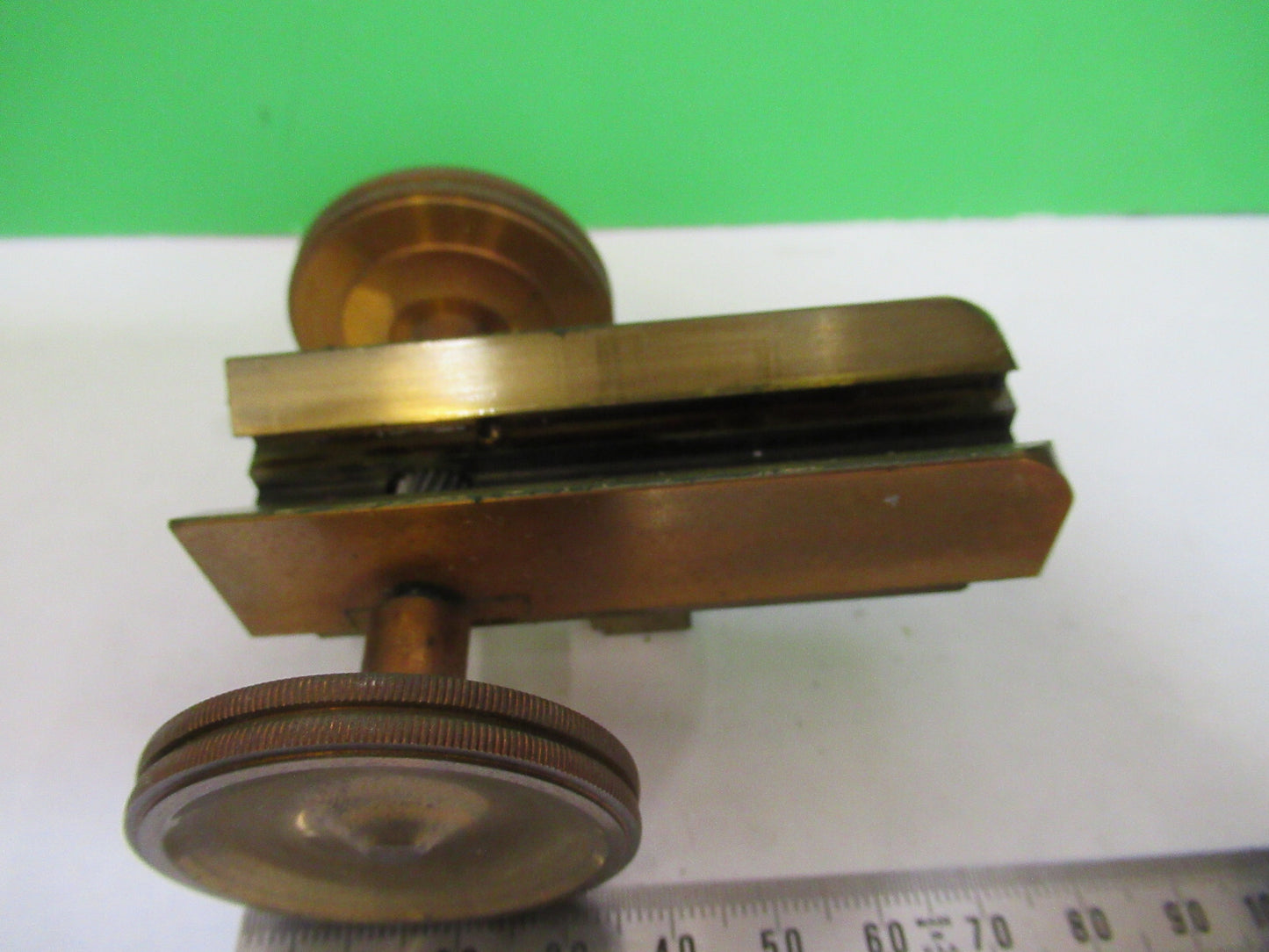 ANTIQUE BAUSCH LOMB MACRO STAGE KNOBS BRASS MICROSCOPE PART AS PICTURED S7-A-02