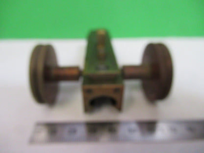 ANTIQUE BAUSCH LOMB MACRO STAGE KNOBS BRASS MICROSCOPE PART AS PICTURED S7-A-01