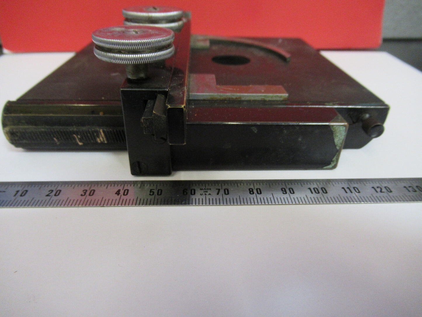 ANTIQUE BAUSCH LOMB XY STAGE TABLE HEAVY MICROSCOPE PART AS PICTURED S3-B-40