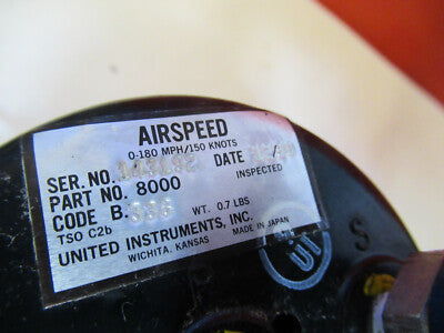 BELL 206 INDICATOR AIRSPEED MANOMECO 8000 AIRCRAFT  PART AS PICTURED &C1-A-12