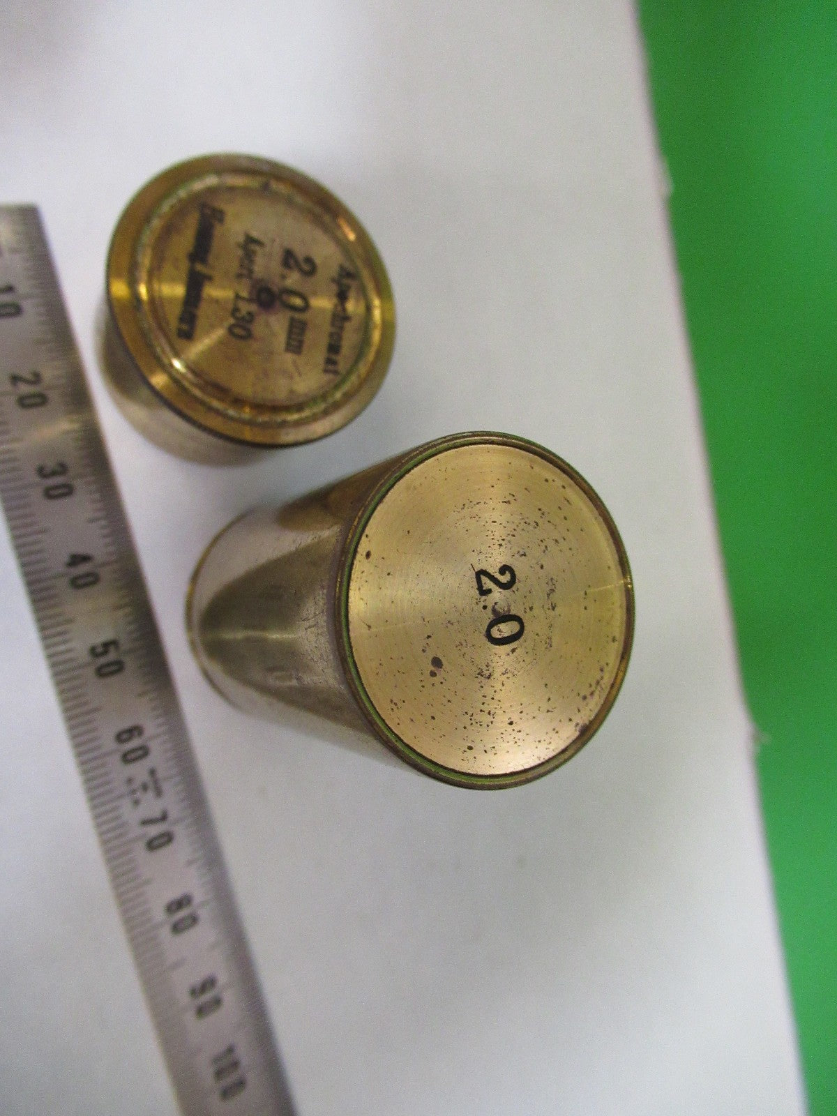 ANTIQUE BRASS EMPTY CARL ZEISS 2mm OBJECTIVE CANISTER MICROSCOPE PART T3-B-10