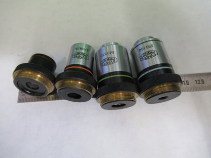 LOT OLYMPUS JAPAN OBJECTIVE 4X 10X 40X 100X MICROSCOPE PART AS PICTURED X4-A-29