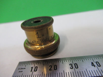 Antique Ernst Leitz Brass Objective 1X Rare Microscope Part