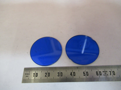 LOT 2 EA BLUE GLASS [chipped] FILTER BAUSCH MICROSCOPE PART AS PICTURED &P8-A-85