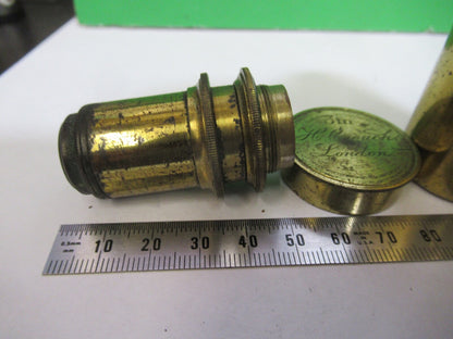 ANTIQUE BRASS OBJECTIVE 3in LENS HENRY CROUCH UK MICROSCOPE PART F8-B-27