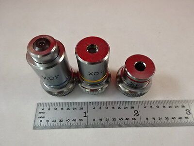 MICROSCOPE PART LOT MINI OBJECTIVES 4X 10X 40X OPTICS AS IS #P9-C-04