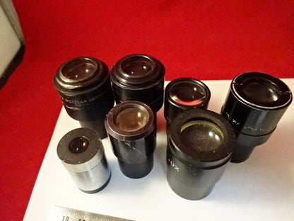 FÜR TEILE LOS 7 EA OKULARE LEITZ + AO MIKROSKOPTEIL OPTIK WIE BESEHEN &amp;U7-B-41