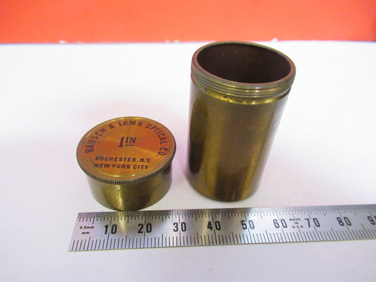ANTIQUE BRASS EMPTY BAUSCH LOMB OBJECTIVE CANISTER 1in MICROSCOPE PARTT5-A-19